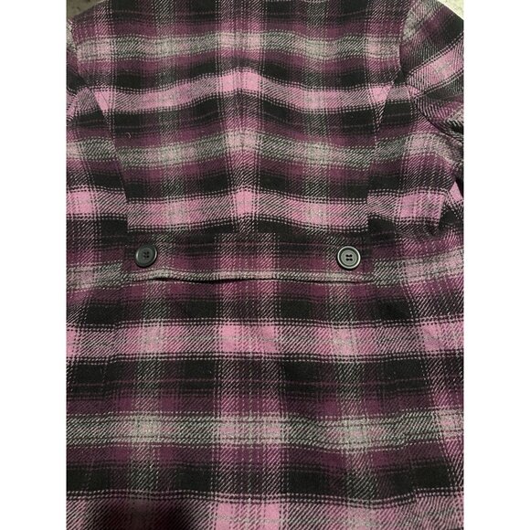 Chadwicks Wool Pea Coat Women Sz 16 Purple Plaid Double Breasted Button Front - Picture 4 of 12